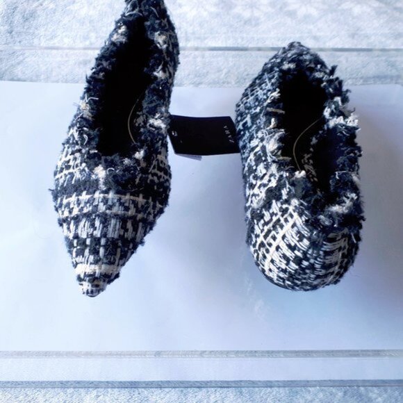 Zara black white & metallic tweed ballerina flats - Picture 6 of 7